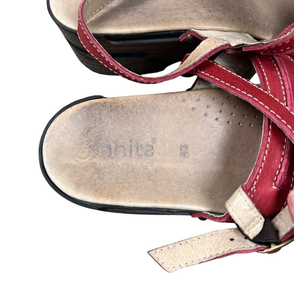 Sanita Clare Women's Mary Jane Clog in‎ Red Leather adjustable Clog 43 - Picture 8 of 9